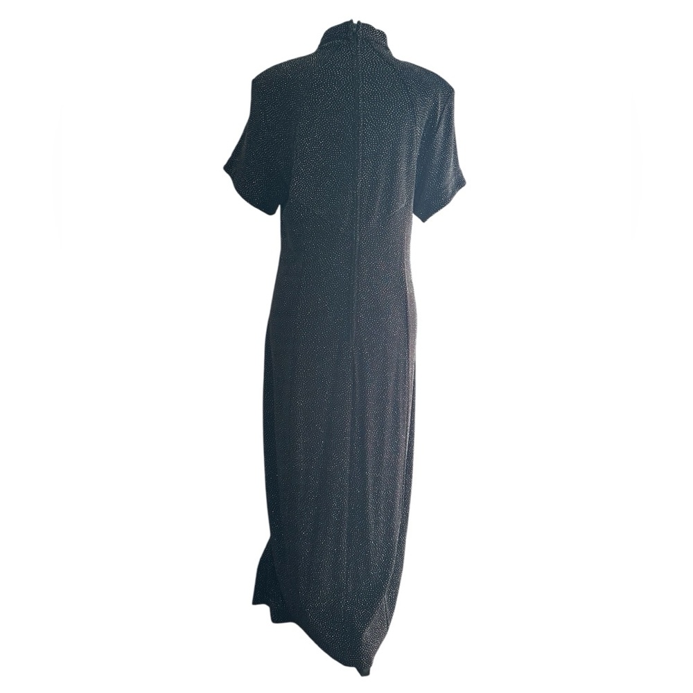 Vintage Night Way Black Sparkle Maxi Dress Keyhole Mesh Slit Y2K Evening Glam M - Picture 4 of 13